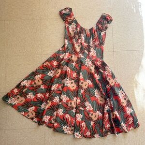Hell Bunny Ukulele Tiki Dress with Tropical Print